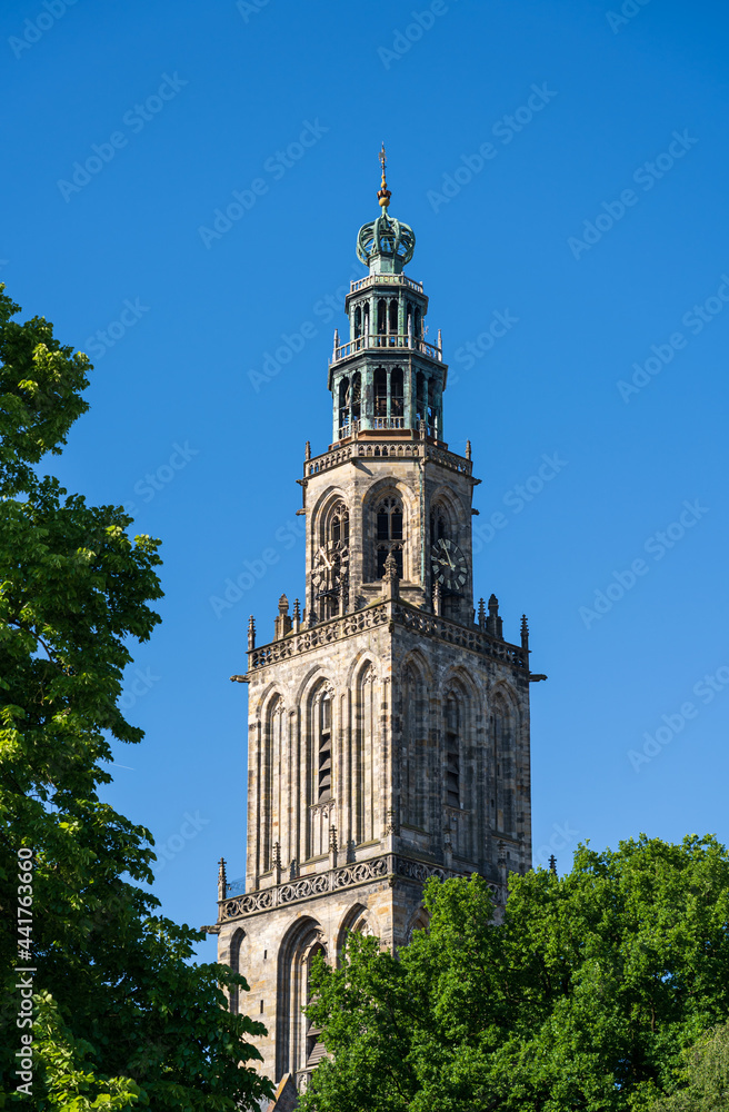 The fampous Martinitoren in Groningen during a summer's morning.