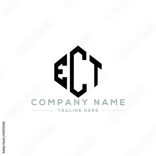 ECT letter logo design with polygon shape. ECT polygon logo monogram. ECT cube logo design. ECT hexagon vector logo template white and black colors. ECT monogram, ECT business and real estate logo. 