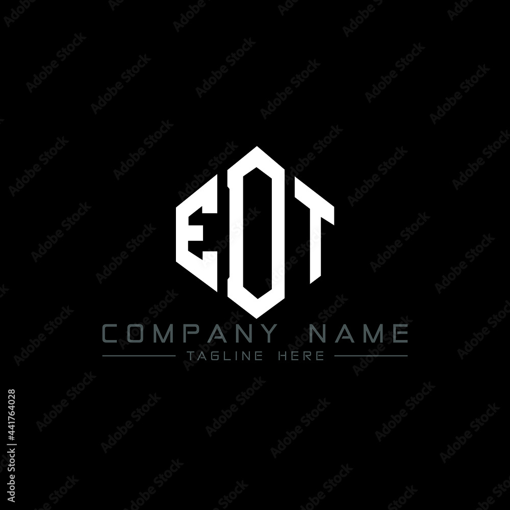 EDT letter logo design with polygon shape. EDT polygon logo monogram. EDT cube logo design. EDT hexagon vector logo template white and black colors. EDT monogram, EDT business and real estate logo. 