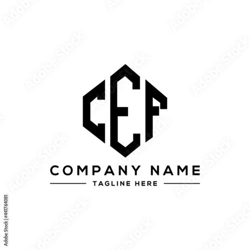 CEF letter logo design with polygon shape. CEF polygon logo monogram. CEF cube logo design. CEF hexagon vector logo template white and black colors. CEF monogram, CEF business and real estate logo. 