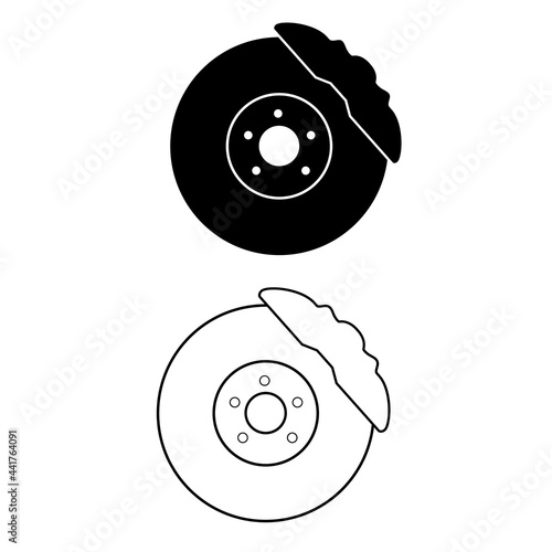 car brake discs icon on white background. car parts sign. disc brake symbol. flat style.