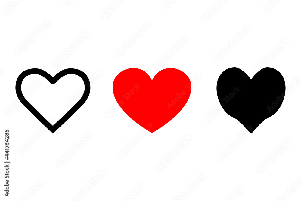 Heart icon set. Love sign isolated on a background, vector illustration
