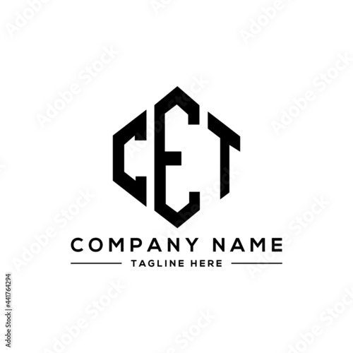 CET letter logo design with polygon shape. CET polygon logo monogram. CET cube logo design. CET hexagon vector logo template white and black colors. CET monogram, CET business and real estate logo. 