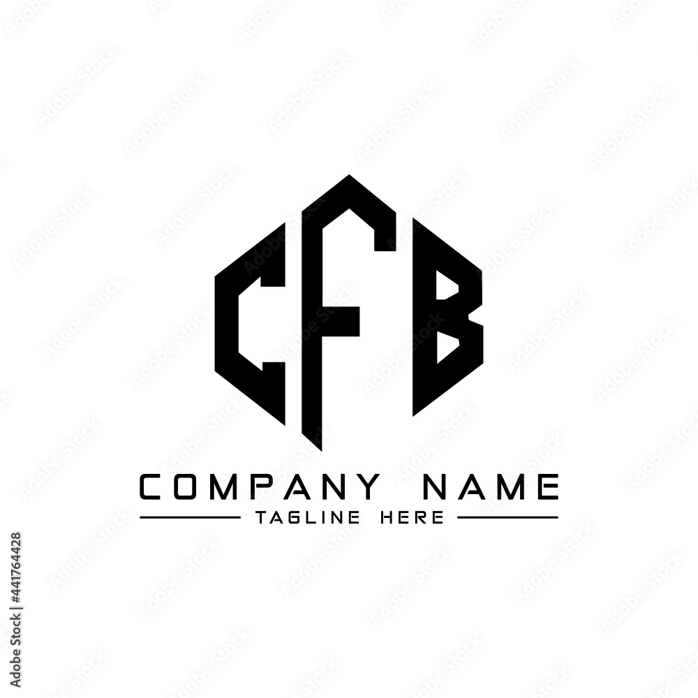 Obraz premium CFB letter logo design with polygon shape. CFB polygon logo monogram. CFB cube logo design. CFB hexagon vector logo template white and black colors. CFB monogram, CFB business and real estate logo. 