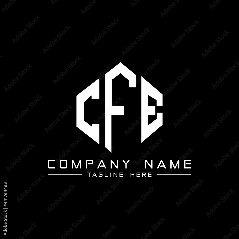 CFE letter logo design with polygon shape. CFE polygon logo monogram. CFE cube logo design. CFE hexagon vector logo template white and black colors. CFE monogram, CFE business and real estate logo. 