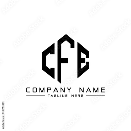 CFE letter logo design with polygon shape. CFE polygon logo monogram. CFE cube logo design. CFE hexagon vector logo template white and black colors. CFE monogram, CFE business and real estate logo.  photo