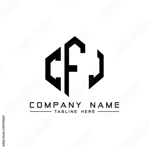 CFJ letter logo design with polygon shape. CFJ polygon logo monogram. CFJ cube logo design. CFJ hexagon vector logo template white and black colors. CFJ monogram, CFJ business and real estate logo. 