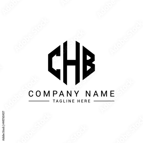 CHB letter logo design with polygon shape. CHB polygon logo monogram. CHB cube logo design. CHB hexagon vector logo template white and black colors. CHB monogram, CHB business and real estate logo. 