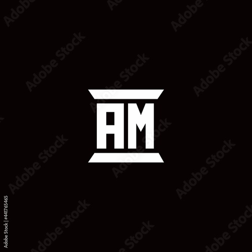 AM Logo monogram with pillar shape designs template