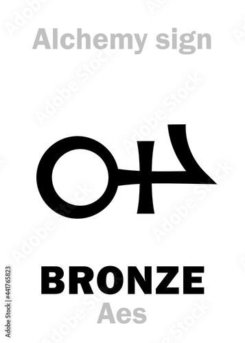 Alchemy Alphabet: BRONZE (Aes, χαλκός), also eq.: Aurichalcum (Orichalcum), composition metal, yellowish-brown alloy of Copper with up to one-third Tin: Chemical formula=[Cu+Sn].