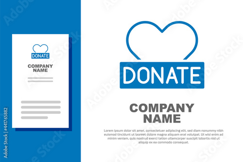 Blue Donation and charity icon isolated on white background. Donate money and charity concept. Logo design template element. Vector