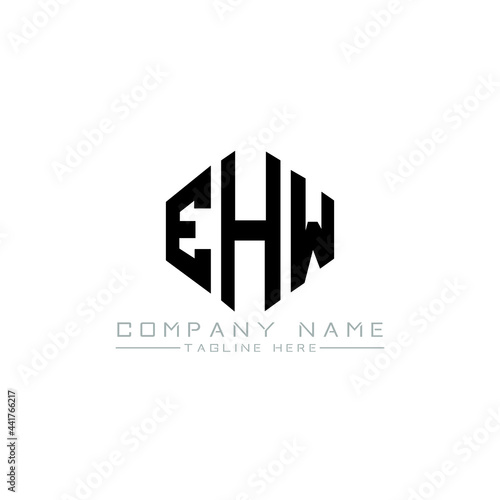 EHW letter logo design with polygon shape. EHW polygon logo monogram. EHW cube logo design. EHW hexagon vector logo template white and black colors. EHW monogram, EHW business and real estate logo. 