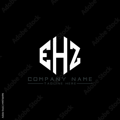 EHZ letter logo design with polygon shape. EHZ polygon logo monogram. EHZ cube logo design. EHZ hexagon vector logo template white and black colors. EHZ monogram, EHZ business and real estate logo. 