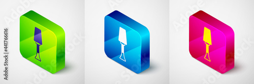 Isometric Nail polish icon isolated on grey background. Square button. Vector