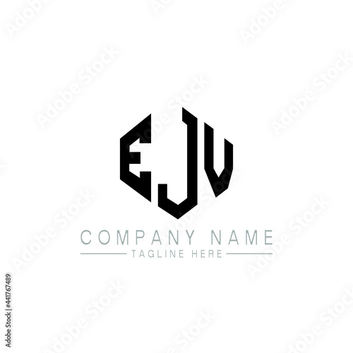EJV letter logo design with polygon shape. EJV polygon logo monogram. EJV cube logo design. EJV hexagon vector logo template white and black colors. EJV monogram, EJV business and real estate logo. 