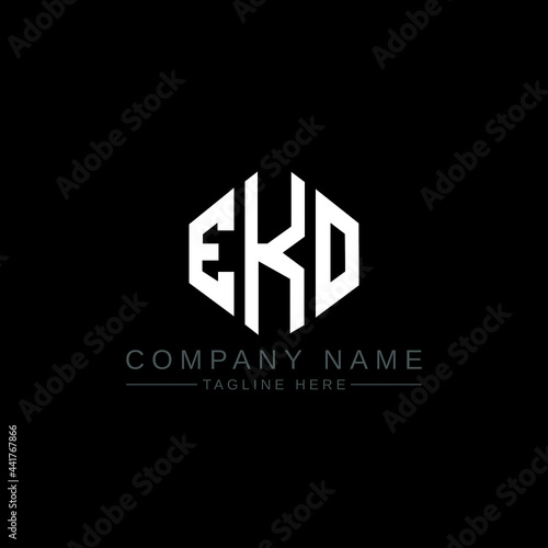 EKO letter logo design with polygon shape. EKO polygon logo monogram. EKO cube logo design. EKO hexagon vector logo template white and black colors. EKO monogram, EKO business and real estate logo. 
