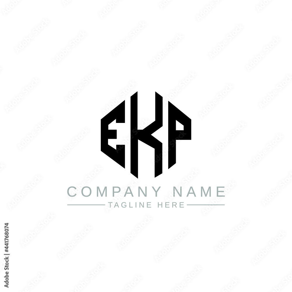 Obraz premium EKP letter logo design with polygon shape. EKP polygon logo monogram. EKP cube logo design. EKP hexagon vector logo template white and black colors. EKP monogram, EKP business and real estate logo. 