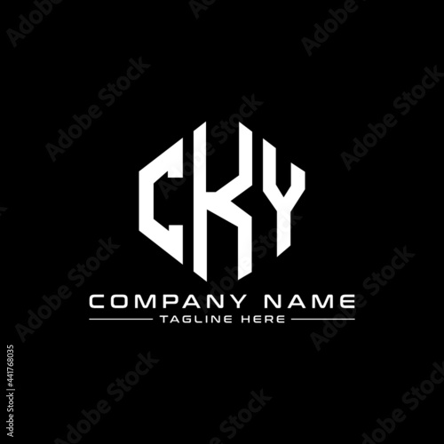 CKY letter logo design with polygon shape. CKY polygon logo monogram. CKY cube logo design. CKY hexagon vector logo template white and black colors. CKY monogram, CKY business and real estate logo.  photo