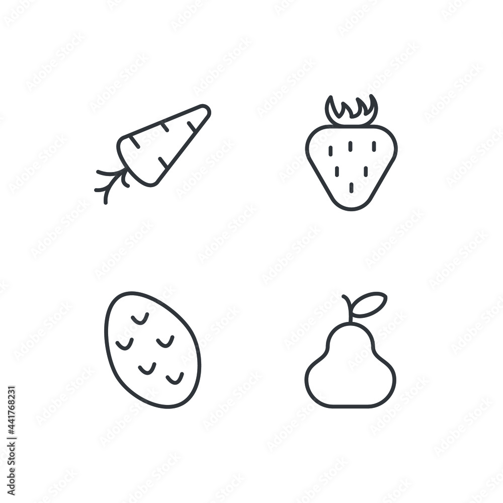fruits vegetable set icon, isolated fruits vegetable set sign icon, vector illustration