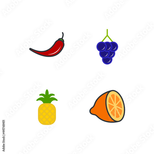 fruits vegetable set icon  isolated fruits vegetable set sign icon  vector illustration