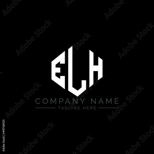 ELH letter logo design with polygon shape. ELH polygon logo monogram. ELH cube logo design. ELH hexagon vector logo template white and black colors. ELH monogram, ELH business and real estate logo. 