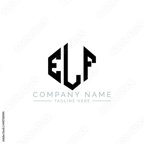ELF letter logo design with polygon shape. ELF polygon logo monogram. ELF cube logo design. ELF hexagon vector logo template white and black colors. ELF monogram, ELF business and real estate logo. 