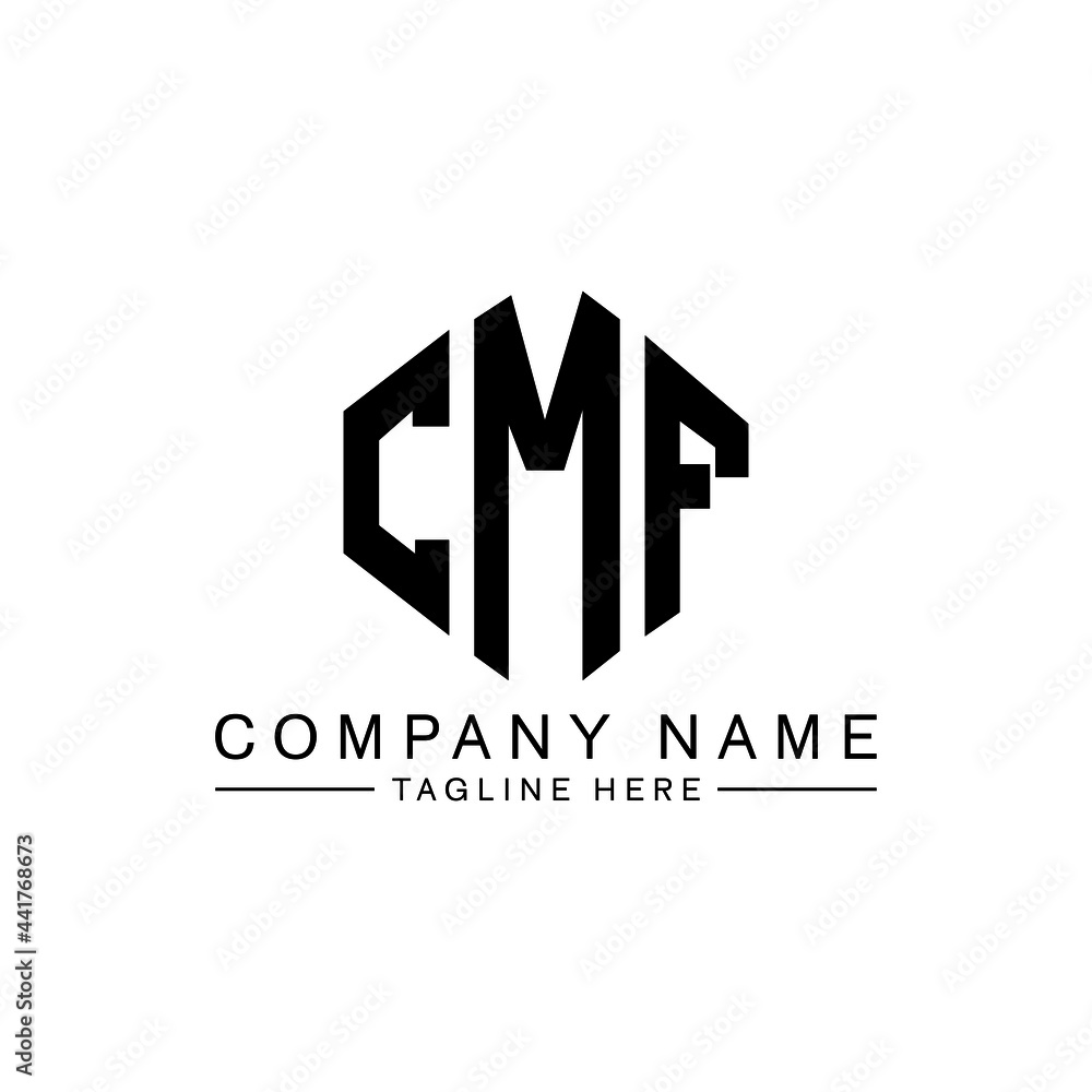 CMF letter logo design with polygon shape. CMF polygon logo monogram. CMF cube logo design. CMF hexagon vector logo template white and black colors. CMF monogram, CMF business and real estate logo. 
