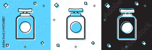 Set Tube of hand cream icon isolated on blue and white, black background. Vector