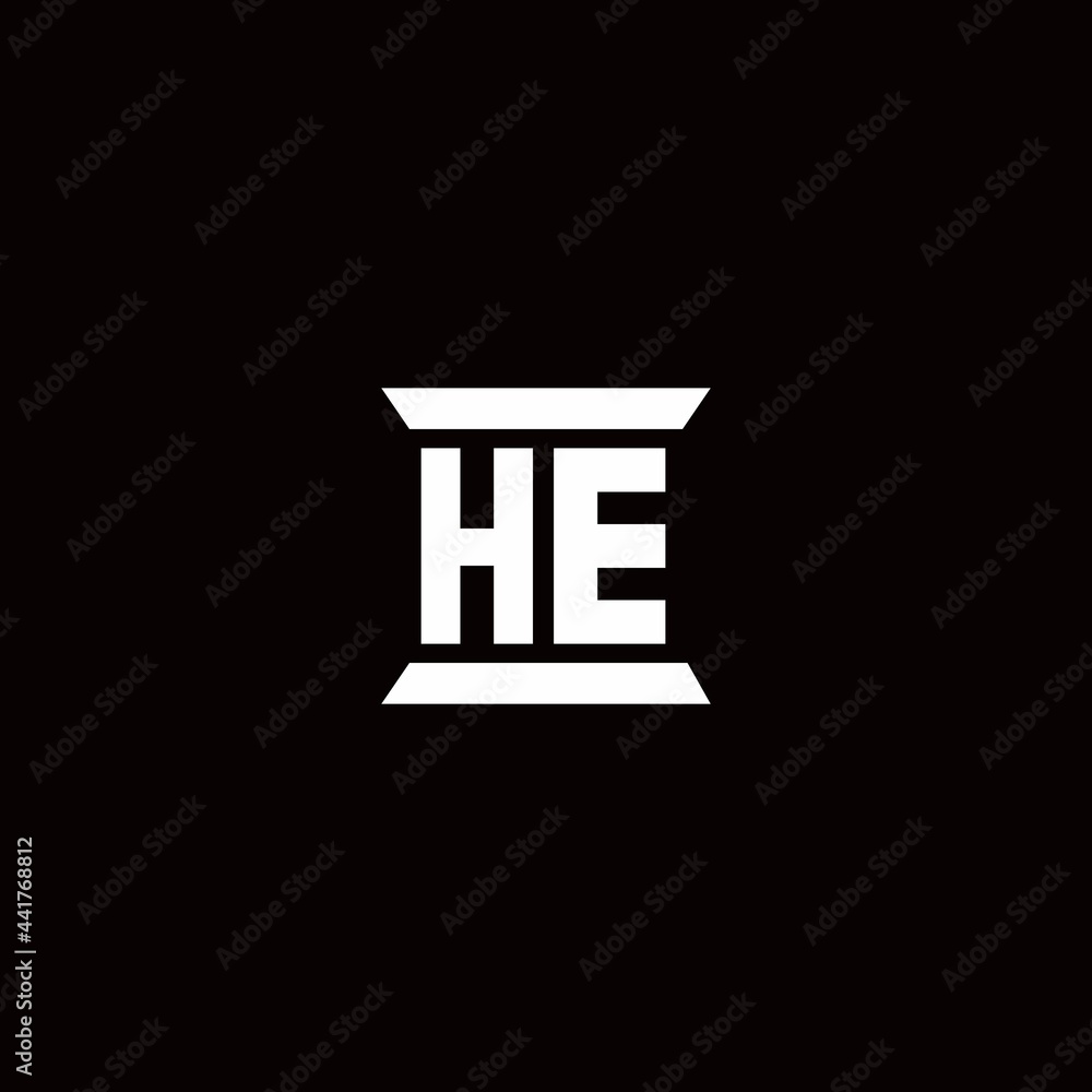 HE Logo monogram with pillar shape designs template HE Logo monogram with pillar shape designs template