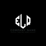 ELQ letter logo design with polygon shape. ELQ polygon logo monogram. ELQ cube logo design. ELQ hexagon vector logo template white and black colors. ELQ monogram, ELQ business and real estate logo. 