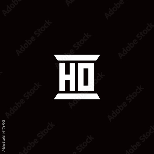 HO Logo monogram with pillar shape designs template