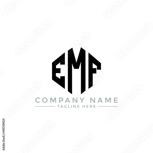 EMF letter logo design with polygon shape. EMF polygon logo monogram. EMF cube logo design. EMF hexagon vector logo template white and black colors. EMF monogram, EMF business and real estate logo.  © mamun25g