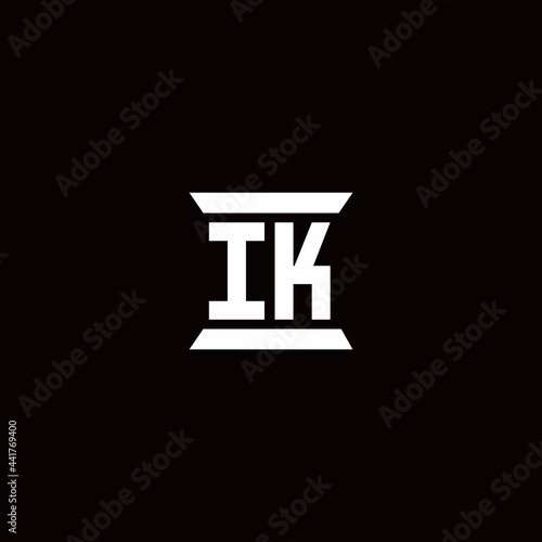 IK Logo monogram with pillar shape designs template