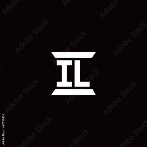 IL Logo monogram with pillar shape designs template