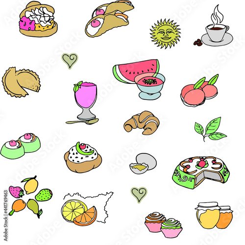 Pattern vettoriale dolci tipici siciliani