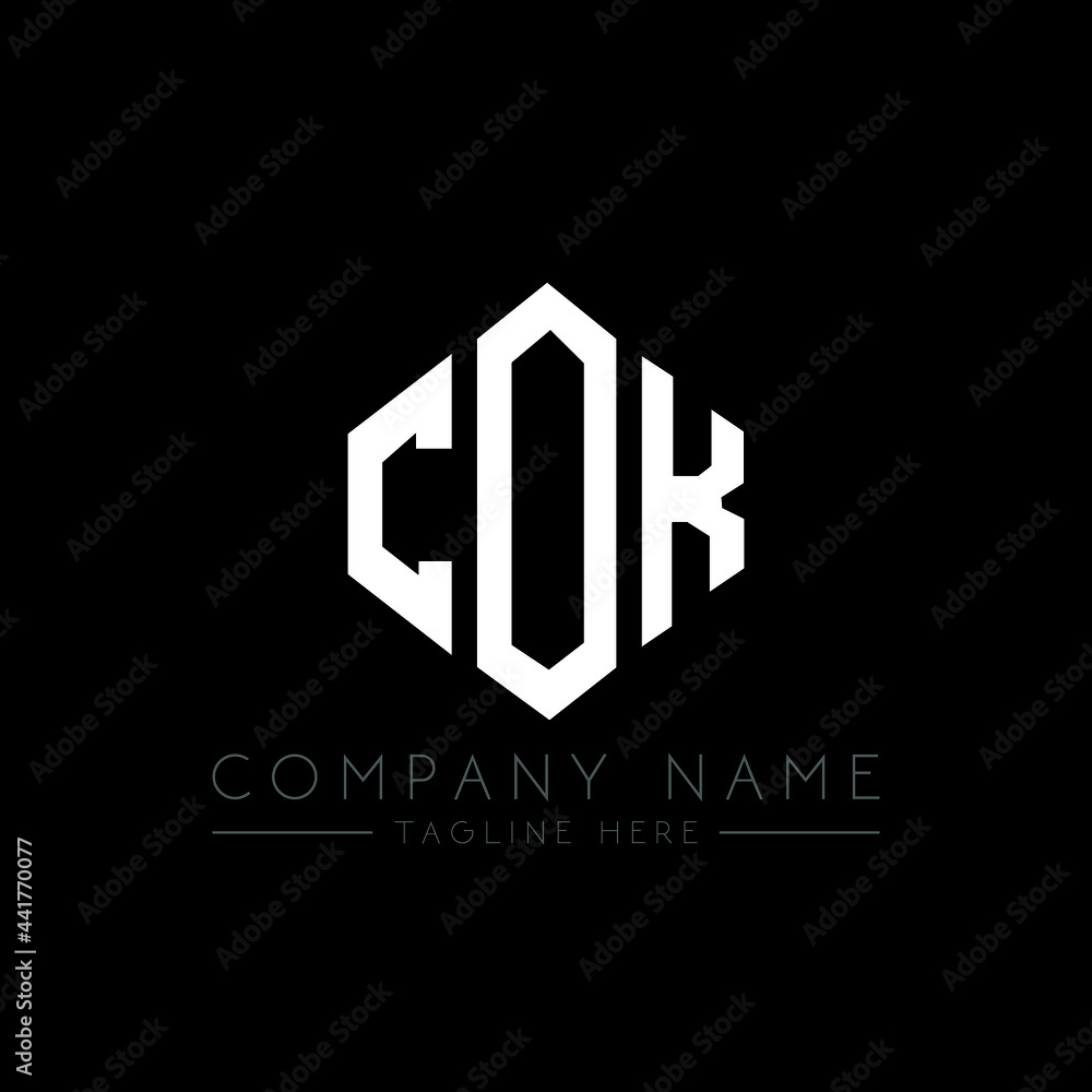 COK letter logo design with polygon shape. COK polygon logo monogram. COK cube logo design. COK hexagon vector logo template white and black colors. COK monogram, COK business and real estate logo. 