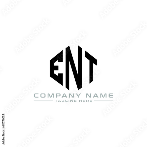 ENT letter logo design with polygon shape. ENT polygon logo monogram. ENT cube logo design. ENT hexagon vector logo template white and black colors. ENT monogram, ENT business and real estate logo. 