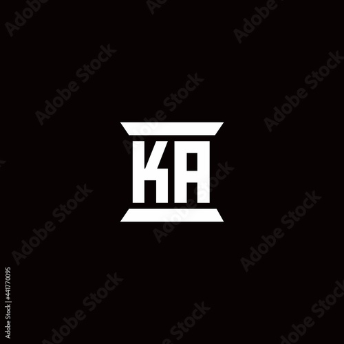 KA Logo monogram with pillar shape designs template