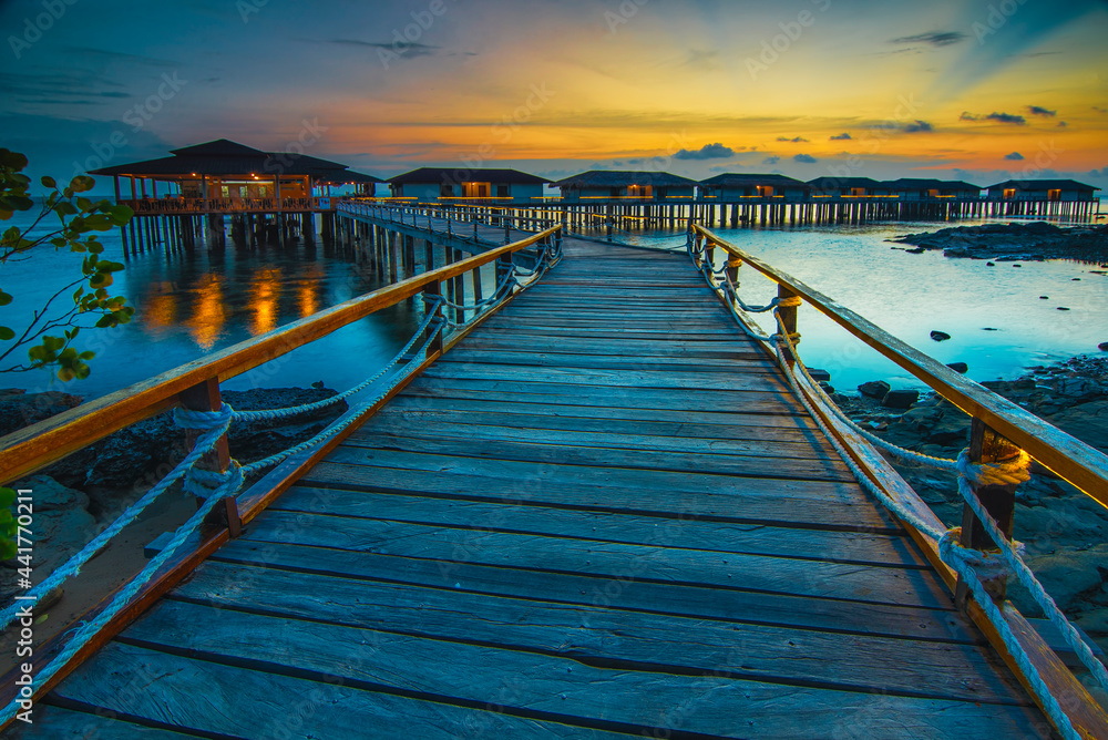 Beautiful sunset on Barelang Beach resort of Batam Island Beautiful sunset on Barelang Beach resort of Batam Island