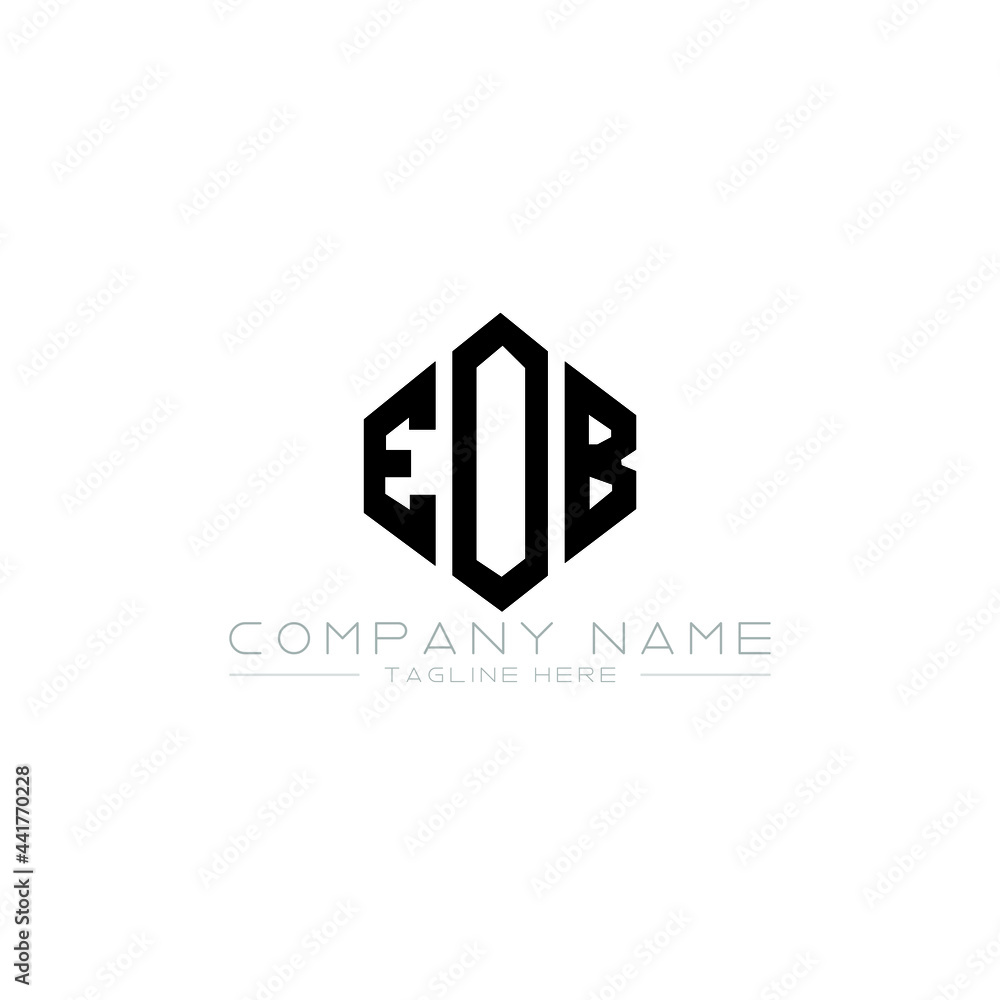 Obraz premium EOB letter logo design with polygon shape. EOB polygon logo monogram. EOB cube logo design. EOB hexagon vector logo template white and black colors. EOB monogram, EOB business and real estate logo. 