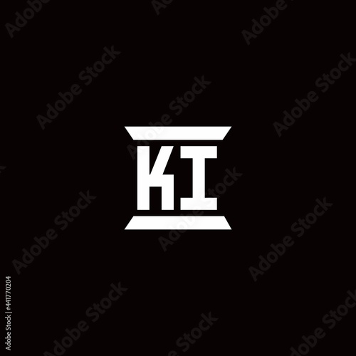 KI Logo monogram with pillar shape designs template