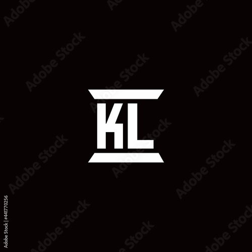 KL Logo monogram with pillar shape designs template
