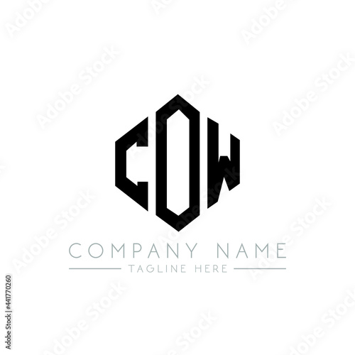 COW letter logo design with polygon shape. COW polygon logo monogram. COW cube logo design. COW hexagon vector logo template white and black colors. COW monogram, COW business and real estate logo. 