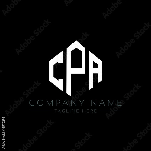 CPA letter logo design with polygon shape. CPA polygon logo monogram. CPA cube logo design. CPA hexagon vector logo template white and black colors. CPA monogram, CPA business and real estate logo. 