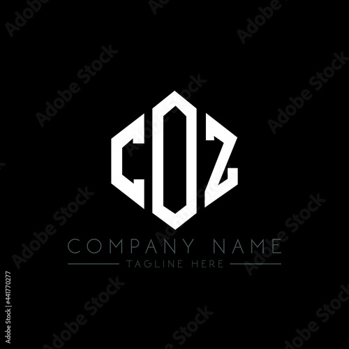 COZ letter logo design with polygon shape. COZ polygon logo monogram. COZ cube logo design. COZ hexagon vector logo template white and black colors. COZ monogram, COZ business and real estate logo. 