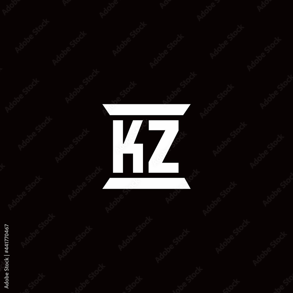 KZ Logo monogram with pillar shape designs template KZ Logo monogram with pillar shape designs template