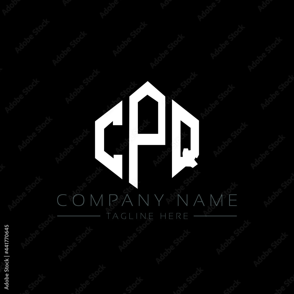 Obraz premium CPQ letter logo design with polygon shape. CPQ polygon logo monogram. CPQ cube logo design. CPQ hexagon vector logo template white and black colors. CPQ monogram, CPQ business and real estate logo. 