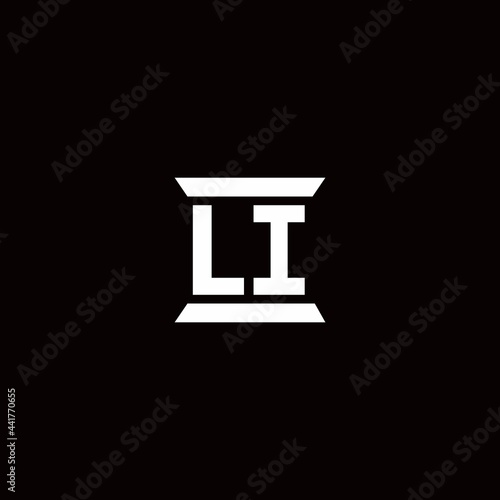 LI Logo monogram with pillar shape designs template