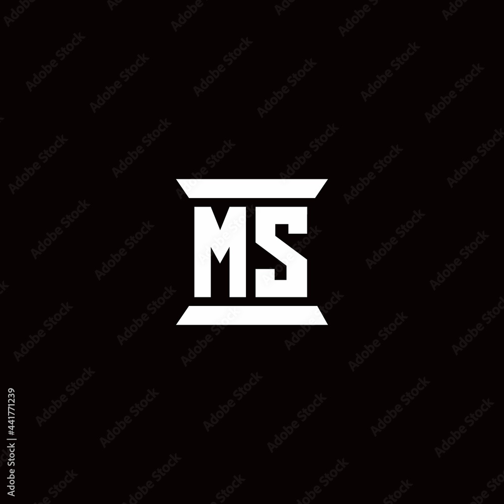 MS Logo monogram with pillar shape designs template MS Logo monogram with pillar shape designs template