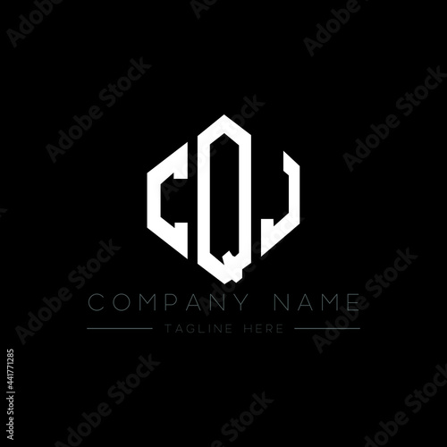 CQJ letter logo design with polygon shape. CQJ polygon logo monogram. CQJ cube logo design. CQJ hexagon vector logo template white and black colors. CQJ monogram, CQJ business and real estate logo. 